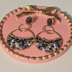 Beaded Gem Hoop Dangle Earrings